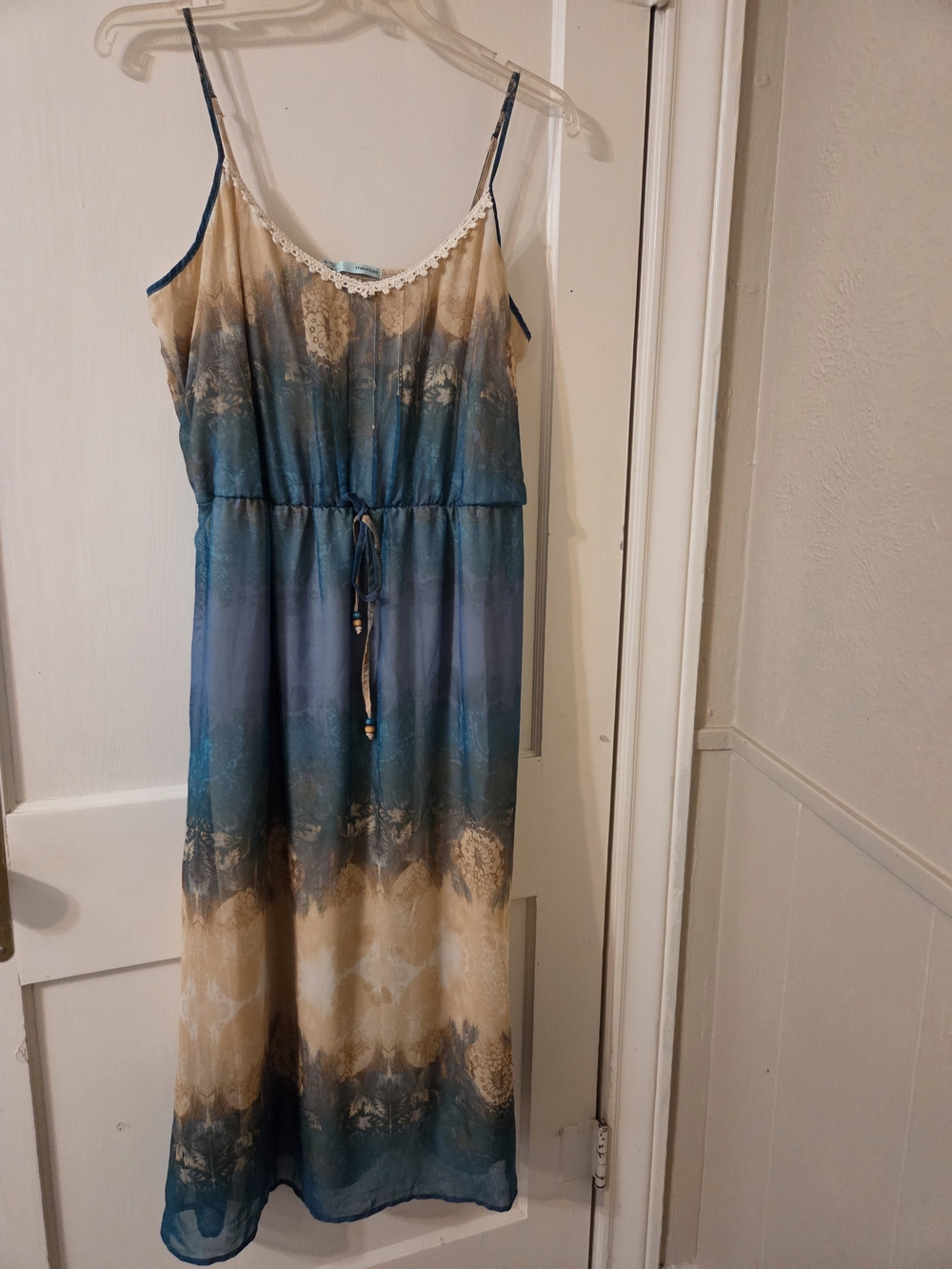 Maurices XL Teal and Cream Ombre Spaghetti-Strap Maxi Dress